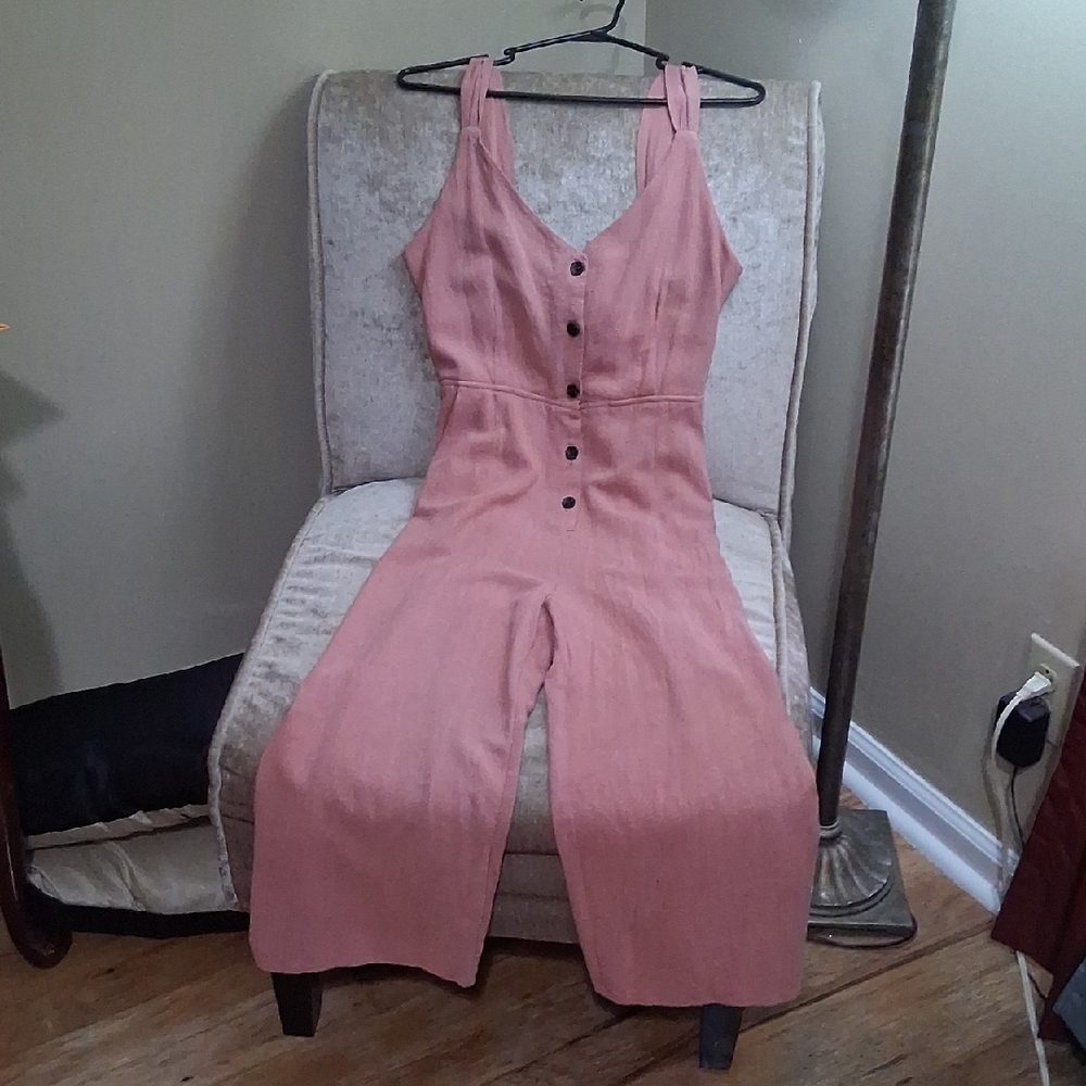 One Clothing Pink Sleeveless Jumpsuit with Drawstring Waist